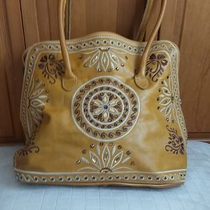 Chico's Leather Beaded Bag